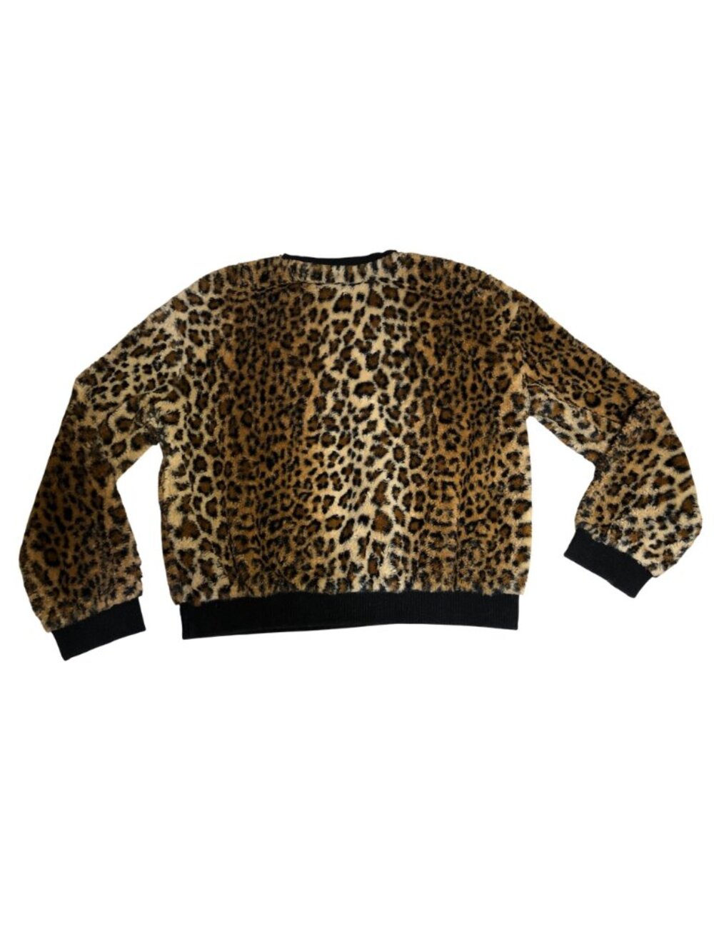 Zara Trafaluc Leopard Print Sweatshirt Womens M Faux Fur Pullover Top Shirt - Picture 4 of 8